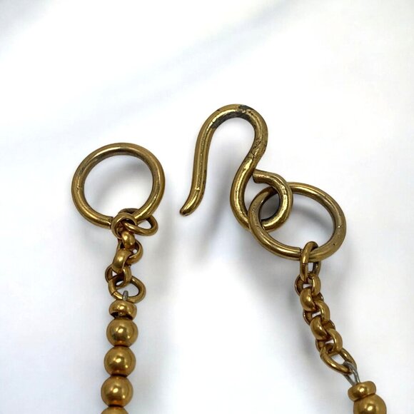 Vintage Gold-Tone Rope Cluster Necklace With Hook Clasp & Chain Detail - Picture 6 of 7